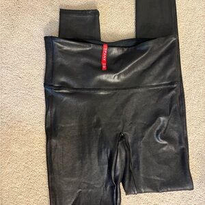 SPANX Faux Leather Shimmery Soft Black Leggings